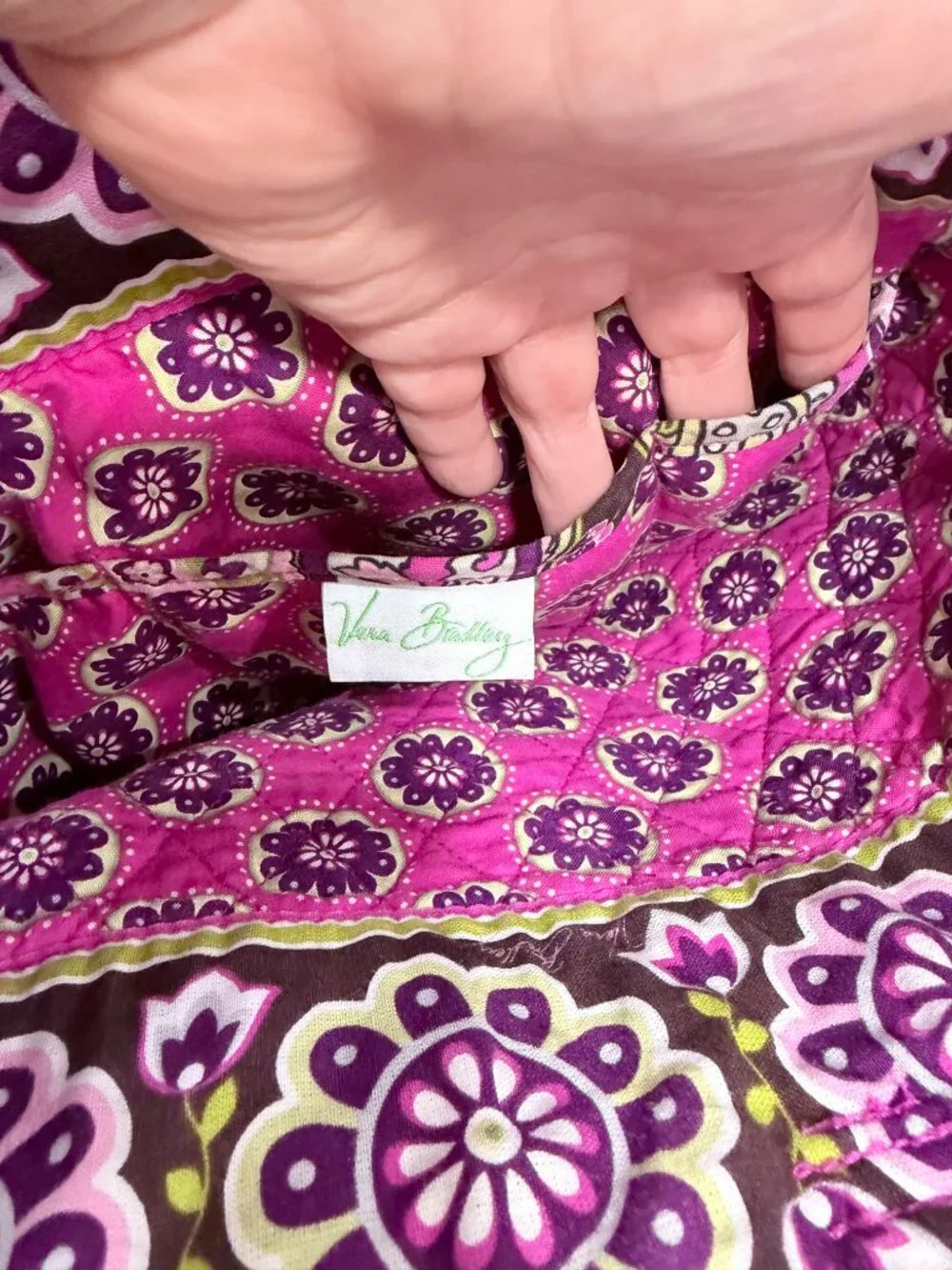 Vera Bradley Very Berry Paisley Quilted Tote Pink Purple Floral Paisley Retired